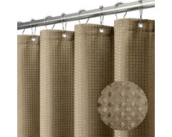BOTC Douchegordijn Anti Schimmel - 180x200cm - Inclusief ringen - Met gewichtsband - Premium kwaliteit - Waterdicht - Lichtbruin