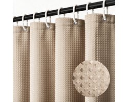 BOTC Douchegordijn Anti Schimmel - 180x200cm - Inclusief ringen - Met gewichtsband - Premium kwaliteit - Waterdicht - Lichtbruin