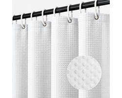 BOTC Douchegordijn Anti Schimmel - 180x200cm - Inclusief ringen - Met gewichtsband - Premium kwaliteit - Waterdicht - Wit