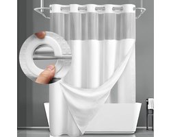 BOTC Douchegordijn Anti-Schimmel - Doorschijnend - 180x200cm - Zonder haakjes - Waterdicht - Wit