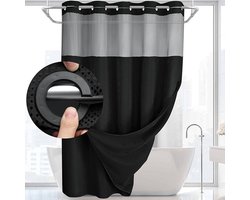 BOTC Douchegordijn Anti-Schimmel - Doorschijnend - 180x200cm - Zonder haakjes - Waterdicht - Zwart