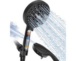 BOTC Douchekop met Hoge druk en Filter - Model: S016 - douchekop regendouche - 10 Sproeistanden - Waterbesparende - Zwart