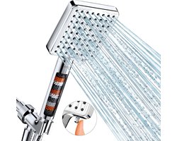 BOTC Douchekop met Hoge druk en Filter - Model: Z028 - douchekop regendouche - 6 Sproeistanden - Waterbesparende - Zilver