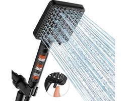 BOTC Douchekop met Hoge druk en Filter - Model: Z028 - douchekop regendouche - 6 Sproeistanden - Waterbesparende - Zwart