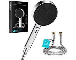 BOTC Douchekop met Slang - 132 mm grote handdouche - Douchekop - Regendouche - 7 Sproeistanden - Waterbesparende - Zilver