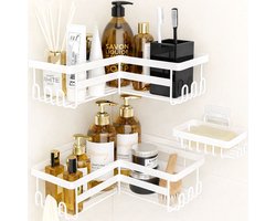 BOTC Doucherek - 3 in 1 Doucherek Hoek - Doucherekje - Doucheplank - Doucherek Hangend – Doucherek zonder Boren - Wit