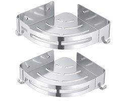 BOTC Doucherek - 304 RVS - 2 laags Doucherek zonder boren - Roestvrij en Zelfklevend - doucherekje Met 4 Haken - Zliver