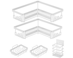 BOTC Doucherek - 5 in 1 Doucherek Hoek - Doucherekje - Doucheplank - Doucherek Hangend – Doucherek zonder Boren - Wit