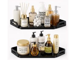 BOTC Doucherek - Doucherek hangend - Roestvrij en Zelfklevend - 2 laags - Doucherek zonder boren – Badkamerrek - Zwart