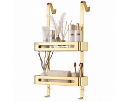 BOTC Doucherekjes - Doucherek - Doucherek hangend - Anti kras twee laags - RVS - Badkamer accessoires - Goud