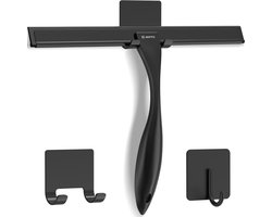 BOTC Douchewisser met Ophangsysteem - RVS Badkamer Accessoires - Raamwisser - Trekker Douche - Zwart