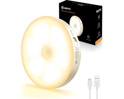 BOTC Draadloze ledlamp met Bewegingssensor - 3000k Warm Wit licht – Draadloze wandlamp – Draadloze ledspot – Usb oplaadbaar – met Magneet
