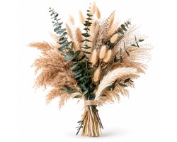 BOTC Droogbloemen Boeket – Gedroogde Lavendel, Eucalyptus & Pampasgras – Boho Droogboeket voor Woondecoratie, Vaas, Tafeldecoratie & Cadeau – 92 Stuks