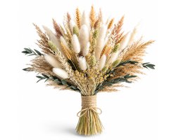 BOTC Droogbloemen Boeket – Rietgras Boeket 117 Stuks – Natuurlijk Droogboeket voor Boho Woondecoratie, Vaas, Tafeldecoratie & Bruiloft – Wit