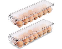BOTC Eierhouder - Set van 2 stuks - Eierhouder Koelkast - Eierdoos - koelkast organizer - Koelkastbestendig - Transparent
