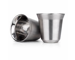BOTC Espressokopje - Dubbelwandig 304 Roestvrijstalen Demitassekopje - 80 ml - Klein Kopje - Zilver - 1 stuk
