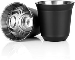 BOTC Espressokopje - Dubbelwandig 304 Roestvrijstalen Demitassekopje - 80 ml - Klein Kopje - Zwart - 1 stuk
