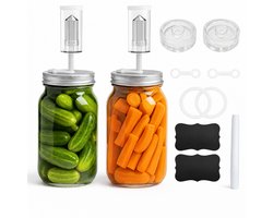 BOTC Fermentatieset voor Mason - 2x 900 ml - Fermentatiepot met brede opening - Inmaak-/Zuurkoolset