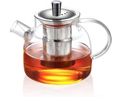 BOTC Glazen theepot van 1,5L - Geschikt voor gebruik op het fornuis - Borosilicaatglas met verwijderbaar RVS infuser -Theebrouwer