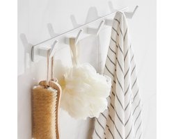 BOTC Handdoekhaak 5 in 1 - Kapstok - Wandkapstok - Kapstok Hangend - Handdoekhouder RVS - Wandhaak - Muurhaak - Wit