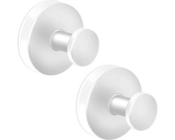 BOTC handdoekhaakjes - haken - Handdoekhouder Met Zuignappen - RVS - Set van 2 - Ø 60 mm - Wit