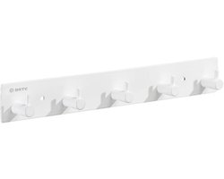 BOTC Handdoekhouder RVS - Handdoekhaakjes 5 in 1 RVS Zelfklevend - Rechthoekig Handdoek Haakjes - Wit