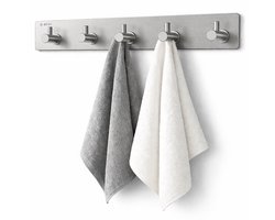 BOTC Handdoekhouder RVS - Handdoekhaakjes 5 in 1 RVS Zelfklevend - Rechthoekig Handdoek Haakjes - Zilver