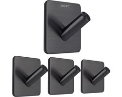 BOTC Handdoekhouder RVS - Handdoekhaakjes Zelfklevend - 4 Stuks - Handdoek Klem - Rechthoekige Handdoek - Zwart