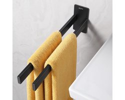 BOTC Handdoekrek - 2-armig Handdoekhouder - Handdoekstang - Badkamer - zwart