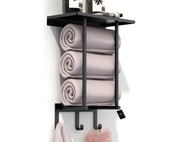 BOTC Handdoekrek - Badkamerrek - Handdoekhaak - Handdoekrek badkamer - Handdoekhouder - Zwart