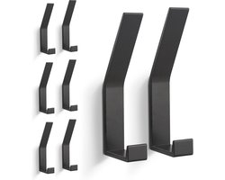 BOTC Handdoekrek - Kapstok - Wandkapstok - Set van 8 Stuks - Verwijderbaar - Zwart