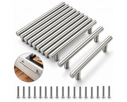 BOTC Handgrepen RVS - Handgreep - 10-delige set - 127 mm - Inclusief 20 schroeven - Roestvrij staal - Zilver