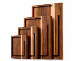 BOTC Houten Snijplanken Set 4-Delig - Snijplank met Sapgeul - Keuken Snijplanken voor Vlees, Groente & Brood - Ook als Serveerplank en Borrelplank