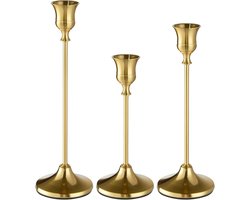 BOTC Kandelaars - Set van 3 stuks - Kaarsenhouders - Kaarsenstandaard - Goud