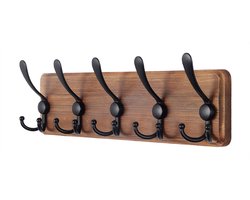 BOTC Kapstok - Wandkapstok - 15-haken - Kapstok Hangend - 42x11cm - Hangende kapstok Muur of Wand - Zwart/Bruin