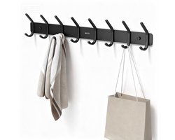 BOTC Kapstok - Wandkapstok - 16-haken - 55cm - Muur Kapstok Hangend - RVS - Hangende kapstok - Zwart