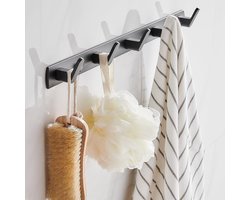 BOTC Kapstok - Wandkapstok - 5 Haken - RVS - Muur Kapstok Hangend - Kapstok - Muurhaak - Zwart