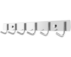 BOTC Kapstok - Wandkapstok - 6 Haken - 42cm - RVS - Muur Kapstok Hangend - Muurhaak - Zliver