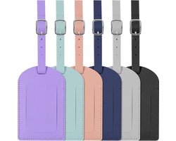 BOTC Kofferlabels - Leather Bagagelabel - 6 stuks Kofferlabel - Reisaccessoire - Naamlabel - Meerdere Kleuren