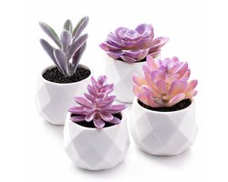 BOTC Kunstplant in pot - 4 stuks - Kleine Kunstplanten - Succulenten - Kamer Decoratie - Nep planten voor Binnen en Buiten