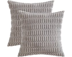 BOTC Kussenhoes 45x45cm - Set van 2 - 100% polyester - effen kleur - Grijs