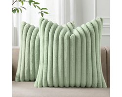 BOTC Kussenhoes 45x45cm - Set van 2 - 100% polyester - effen kleur - Groen