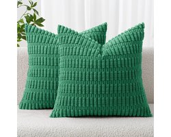 BOTC Kussenhoes 45x45cm - Set van 2 - 100% polyester - effen kleur - Groente
