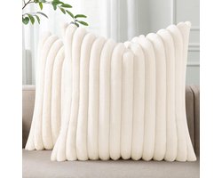 BOTC Kussenhoes 45x45cm - Set van 2 - 100% polyester - effen kleur - Wit