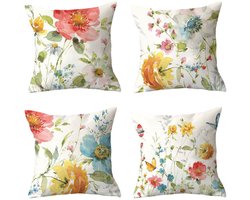 BOTC Kussenhoes 45x45cm - Set van 4 Stuks - Met Rits - Essentials - Blauw/Wit