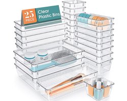 BOTC Lade Organizer Bakjes - 25 Stuks Keuken - Kantoor - Make Up - Gereedschap - Organizers - Transparant