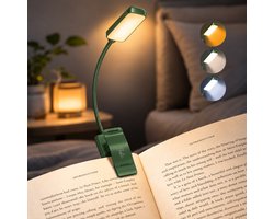 BOTC LED Leeslampje voor boek - 3 Lichtstanden & Oplaadbaar - Boeklampje - Klemlamp - Verstelbaar - USB Oplaadbaar - Groen