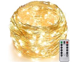BOTC Lichtsnoer Binnen en Buiten Met Afstandsbediening - Fairy Lights 10 meter - LED Lampjes Slinger - Soothe Lichtsnoer Binnen - Op Batterijen - Warm White