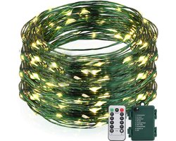 BOTC Lichtsnoer Binnen en Buiten Met Afstandsbediening - Fairy Lights 20 meter - 200 LED Lampjes Slinger - Soothe Lichtsnoer Binnen - Op Batterijen - Warm White - Groen