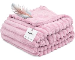 BOTC Luxe Fleece deken - Plaid - Super Zacht, Warm en Donzig - Cadeau - 150x200cm - Roze